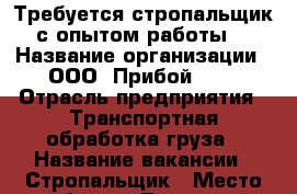 Требуется стропальщик с опытом работы. › Название организации ­ ООО “Прибой-99“ › Отрасль предприятия ­ Транспортная обработка груза › Название вакансии ­ Стропальщик › Место работы ­ Ленинский район, ул.Причальная,8 - Томская обл., Томск г. Работа » Вакансии   